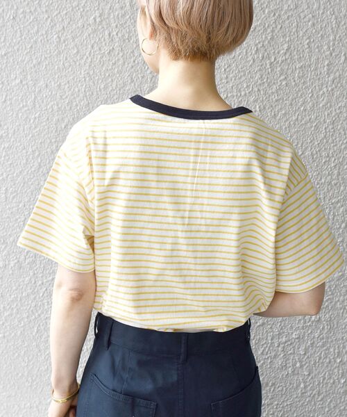 SHIPS any（シップス エニィ）の「【SHIPS any別注】THE KNiTS: カラーボーダー リンガーTEE◇（Tシャツ/カットソー・レディース・ホワイト/ネイビー/イエロー・ONE SIZE）」の8枚目の写真