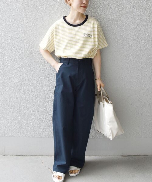 SHIPS any（シップス エニィ）の「【SHIPS any別注】THE KNiTS: カラーボーダー リンガーTEE◇（Tシャツ/カットソー・レディース・ホワイト/ネイビー/イエロー・ONE SIZE）」の7枚目の写真