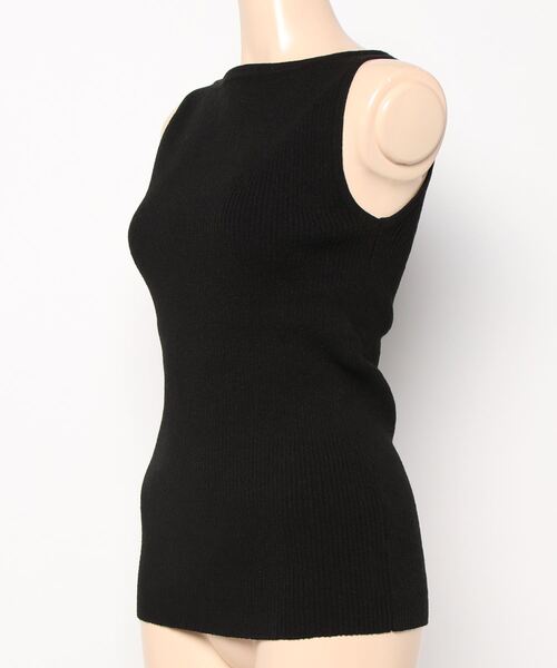 CLANE（クラネ）の「BOAT NECK NO SLEEVE KNIT TOPS（タンクトップ・レディース・ブラックミックス/グリーン/ブラック/オレンジ・2/1）」の5枚目の写真