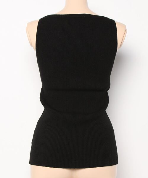 CLANE（クラネ）の「BOAT NECK NO SLEEVE KNIT TOPS（タンクトップ・レディース・ブラックミックス/グリーン/ブラック/オレンジ・2/1）」の6枚目の写真