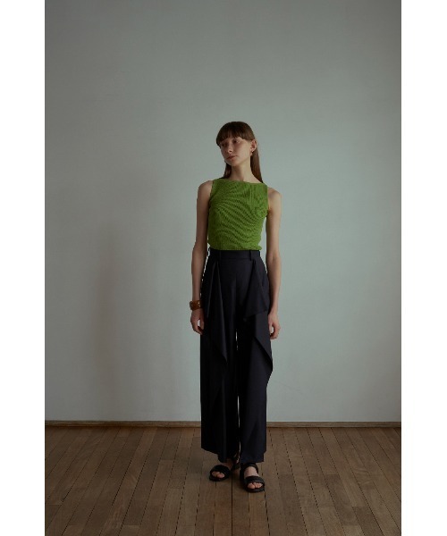 CLANE（クラネ）の「BOAT NECK NO SLEEVE KNIT TOPS（タンクトップ・レディース・ブラックミックス/グリーン/ブラック/オレンジ・2/1）」の16枚目の写真