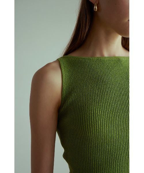 CLANE（クラネ）の「BOAT NECK NO SLEEVE KNIT TOPS（タンクトップ・レディース・ブラックミックス/グリーン/ブラック/オレンジ・2/1）」の18枚目の写真