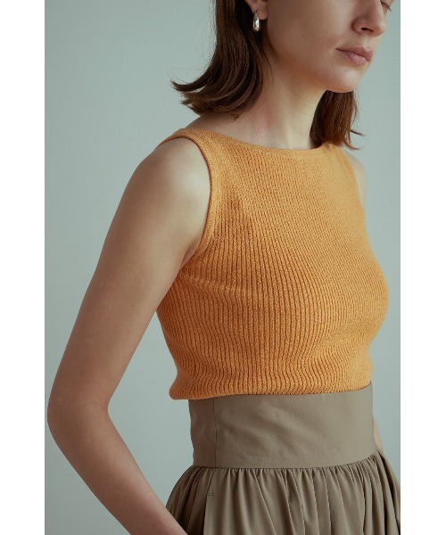 CLANE（クラネ）の「BOAT NECK NO SLEEVE KNIT TOPS（タンクトップ・レディース・ブラックミックス/グリーン/ブラック/オレンジ・2/1）」の21枚目の写真