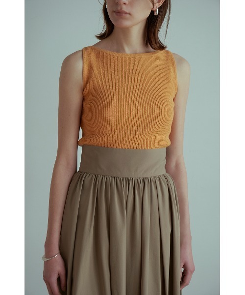 CLANE（クラネ）の「BOAT NECK NO SLEEVE KNIT TOPS（タンクトップ・レディース・ブラックミックス/グリーン/ブラック/オレンジ・2/1）」の22枚目の写真