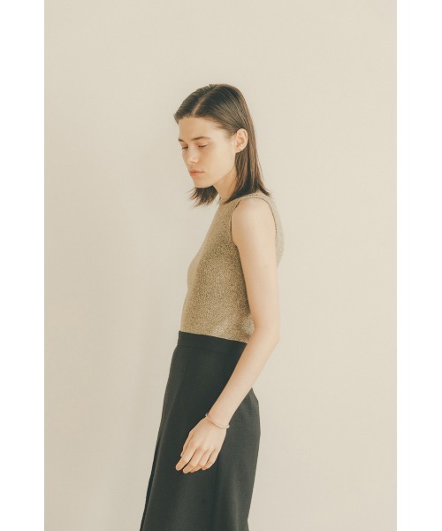 CLANE（クラネ）の「BOAT NECK NO SLEEVE KNIT TOPS（タンクトップ・レディース・ブラックミックス/グリーン/ブラック/オレンジ・2/1）」の10枚目の写真