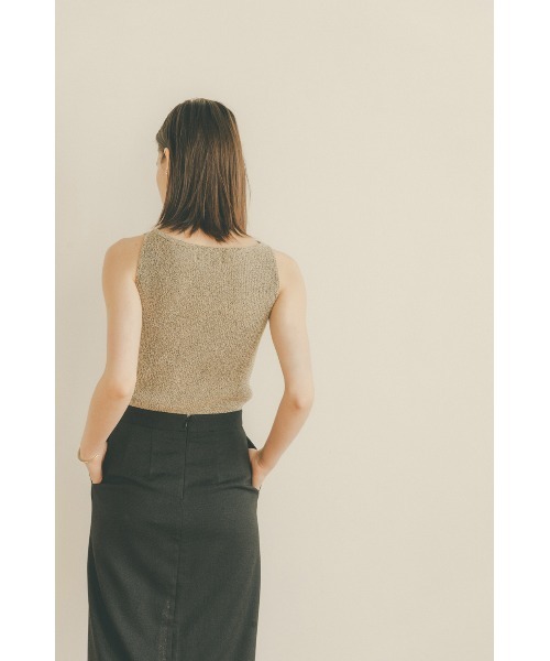 CLANE（クラネ）の「BOAT NECK NO SLEEVE KNIT TOPS（タンクトップ・レディース・ブラックミックス/グリーン/ブラック/オレンジ・2/1）」の11枚目の写真