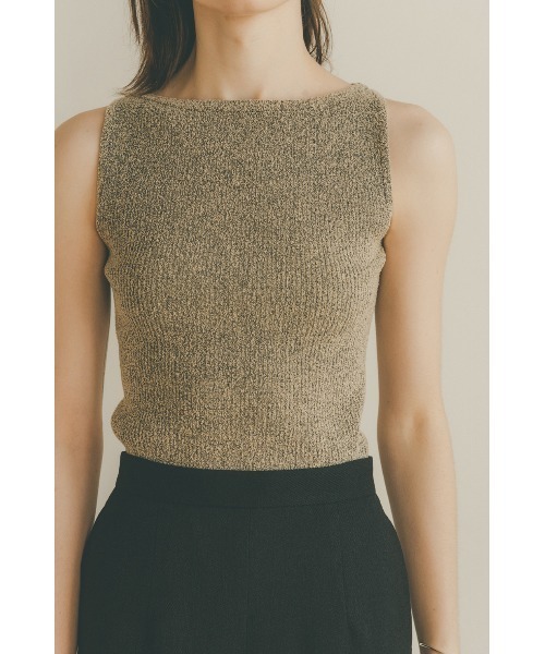 CLANE（クラネ）の「BOAT NECK NO SLEEVE KNIT TOPS（タンクトップ・レディース・ブラックミックス/グリーン/ブラック/オレンジ・2/1）」の12枚目の写真