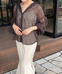 ２WAYバンドカラーシアーシャツ／【WEB/EC限定商品】