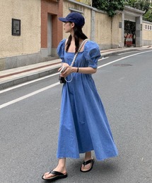 Jewelobe（ジュエローブ）の「パフスリーブカットアウトデニムワンピース（ワンピース・レディース）」