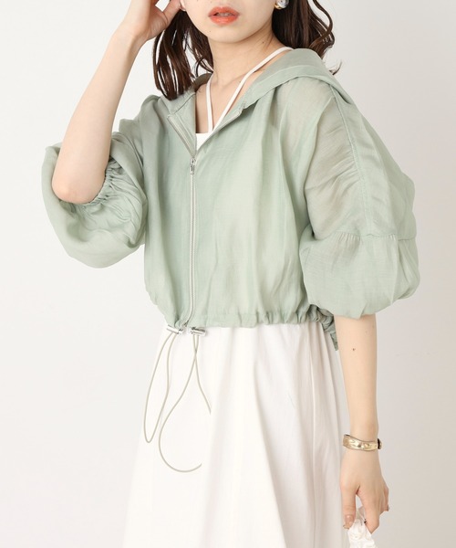 Chico（チコ）の「ショート丈ナイロンフードブルゾン（シャツ/ブラウス・レディース・ホワイト/ミント/ピンク・FREE）」の11枚目の写真