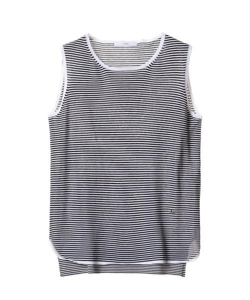 ASTRAET(アストラット)の「ASTRAET(アストラット) コットン18G ラウンドネックノースリーブ◆(ニット/セーター・レディース・ホワイト/ブラック/その他1・フリー)」の1枚目の写真