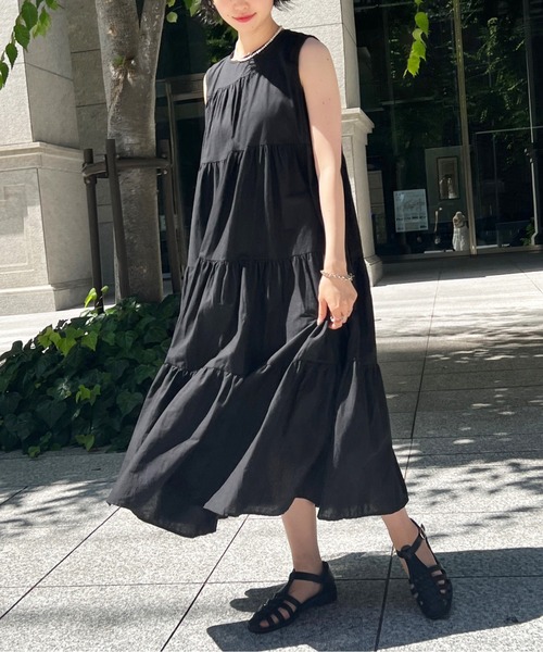 Chez toi(シェトワ)の「ノースリボリュームティアードワンピース(ワンピース・レディース・ブラック/レッド/オフホワイト・FREE)」の11枚目の写真