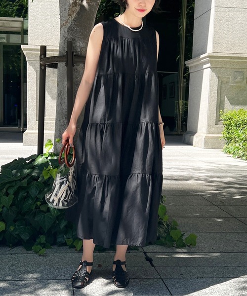 Chez toi(シェトワ)の「ノースリボリュームティアードワンピース(ワンピース・レディース・ブラック/レッド/オフホワイト・FREE)」の12枚目の写真