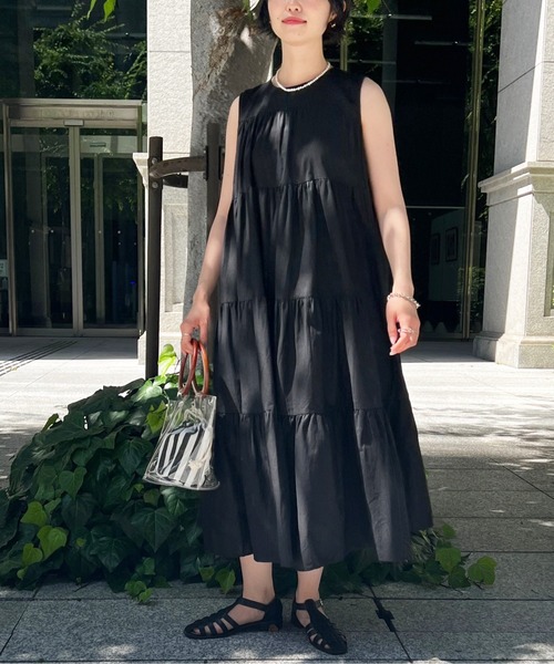 Chez toi(シェトワ)の「ノースリボリュームティアードワンピース(ワンピース・レディース・ブラック/レッド/オフホワイト・FREE)」の15枚目の写真