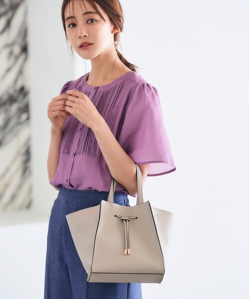 grove（グローブ）の「◆1枚革風フロントベルト2WAYトート（トートバッグ・レディース・ライトグレー/ダークグレー/ブラック/ピンク系/グリーン系その他5・00）」の3枚目の写真