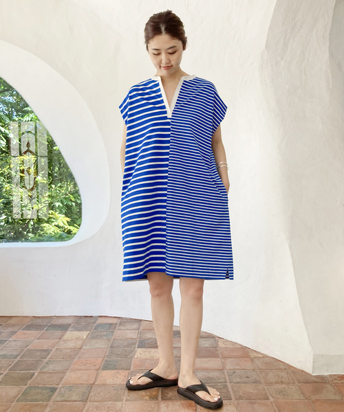 IENA（イエナ）の「スキッパーボーダーワンピース（ワンピース）」 - WEAR