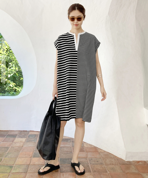 IENA（イエナ）の「スキッパーボーダーワンピース（ワンピース）」 - WEAR