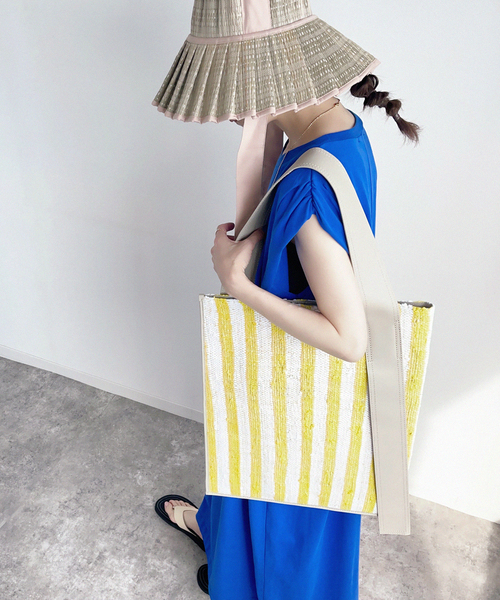 EleSac（エルサック）の「【ELESAC/エルサック】 LALA-STRIPE L：トートバッグ（トートバッグ・レディース・ブラック/イエロー・FREE）」の2枚目の写真