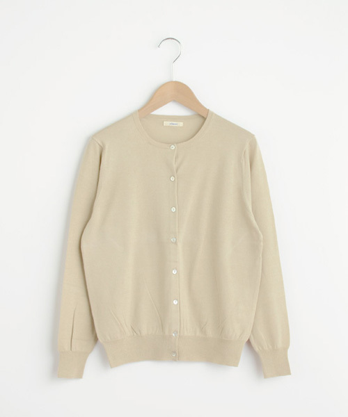 NIMES（ニーム）の「16Gピマコットン クルーネックカーディガン（カーディガン/ボレロ・レディース・ベージュ/オフホワイト/グリーン/ネイビー/イエロー・ONE SIZE）」の3枚目の写真