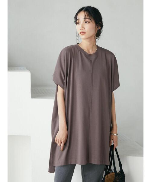 CRAFT STANDARD BOUTIQUE(クラフトスタンダードブティック)の「スクエアチュニック *(Tシャツ/カットソー・レディース・ブラウン/グレー/オフホワイト/グリーン・FREE)」の10枚目の写真