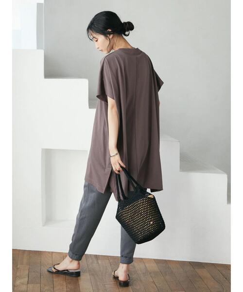 CRAFT STANDARD BOUTIQUE(クラフトスタンダードブティック)の「スクエアチュニック *(Tシャツ/カットソー・レディース・ブラウン/グレー/オフホワイト/グリーン・FREE)」の16枚目の写真