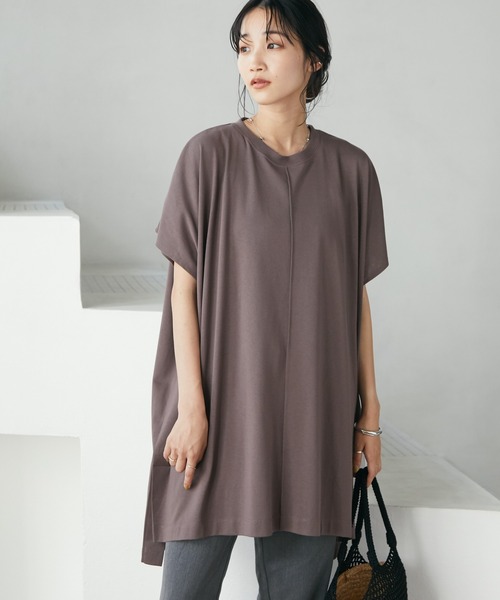 CRAFT STANDARD BOUTIQUE(クラフトスタンダードブティック)の「スクエアチュニック *(Tシャツ/カットソー・レディース・ブラウン/グレー/オフホワイト/グリーン・FREE)」の3枚目の写真