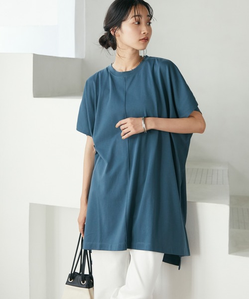 CRAFT STANDARD BOUTIQUE(クラフトスタンダードブティック)の「スクエアチュニック *(Tシャツ/カットソー・レディース・ブラウン/グレー/オフホワイト/グリーン・FREE)」の1枚目の写真