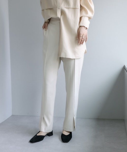 mystic(ミスティック)の「センタースリットパンツ(その他パンツ・レディース・ブラック/オフホワイト/グリーン・1/2)」の1枚目の写真