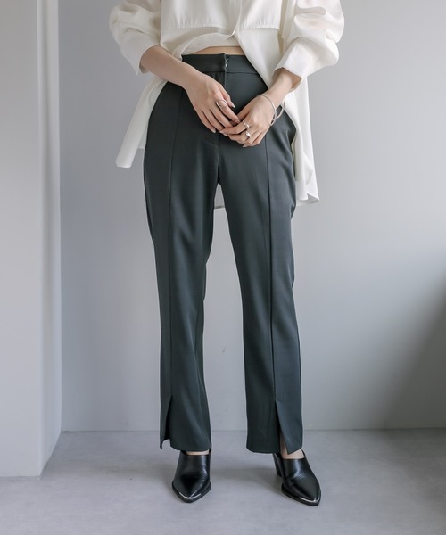 mystic(ミスティック)の「センタースリットパンツ(その他パンツ・レディース・ブラック/オフホワイト/グリーン・1/2)」の3枚目の写真