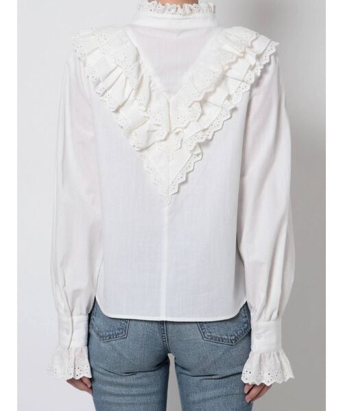 CALNAMUR（カルナムール）の「ボリュームフリルブラウス（シャツ/ブラウス・レディース・ホワイト/グリーン・FREE）」の8枚目の写真