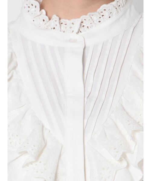 CALNAMUR（カルナムール）の「ボリュームフリルブラウス（シャツ/ブラウス・レディース・ホワイト/グリーン・FREE）」の9枚目の写真