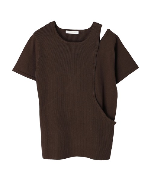 Green　Parks（グリーンパークス）の「☆remi ☆プロデュースアイテム　アシンメトリーショルダースキンアウトニットプルオーバー（Tシャツ/カットソー・レディース・ブラウン/オフホワイト/カーキ・FREE）」の9枚目の写真