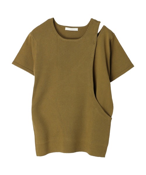 Green　Parks（グリーンパークス）の「☆remi ☆プロデュースアイテム　アシンメトリーショルダースキンアウトニットプルオーバー（Tシャツ/カットソー・レディース・ブラウン/オフホワイト/カーキ・FREE）」の10枚目の写真