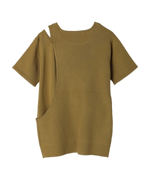Green　Parks（グリーンパークス）の「☆remi ☆プロデュースアイテム　アシンメトリーショルダースキンアウトニットプルオーバー（Tシャツ/カットソー・レディース・ブラウン/オフホワイト/カーキ・FREE）」の11枚目の写真