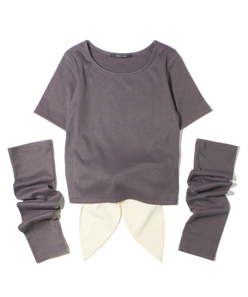 one way（ワンウェイ）の「アームウォーマーBACKリボントップス（Tシャツ/カットソー・レディース・ホワイト/ライトグレー/ブラック・FREE）」の3枚目の写真