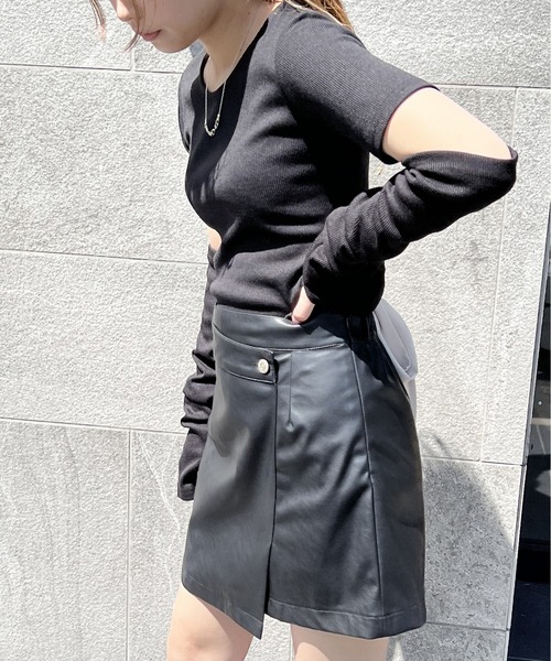 one way（ワンウェイ）の「アームウォーマーBACKリボントップス（Tシャツ/カットソー・レディース・ホワイト/ライトグレー/ブラック・FREE）」の4枚目の写真