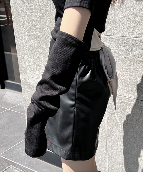 one way（ワンウェイ）の「アームウォーマーBACKリボントップス（Tシャツ/カットソー・レディース・ホワイト/ライトグレー/ブラック・FREE）」の6枚目の写真