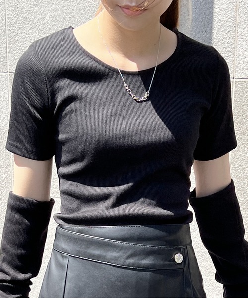 one way（ワンウェイ）の「アームウォーマーBACKリボントップス（Tシャツ/カットソー・レディース・ホワイト/ライトグレー/ブラック・FREE）」の8枚目の写真