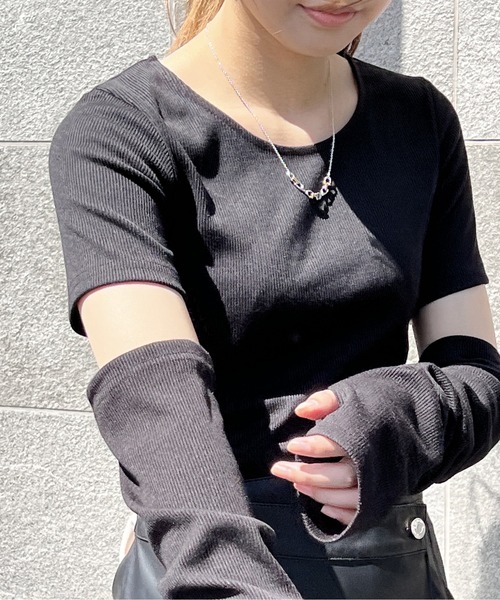 one way（ワンウェイ）の「アームウォーマーBACKリボントップス（Tシャツ/カットソー・レディース・ホワイト/ライトグレー/ブラック・FREE）」の9枚目の写真