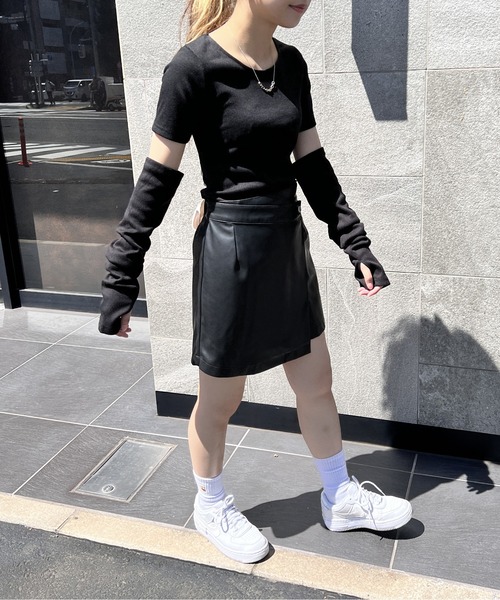 one way（ワンウェイ）の「アームウォーマーBACKリボントップス（Tシャツ/カットソー・レディース・ホワイト/ライトグレー/ブラック・FREE）」の12枚目の写真