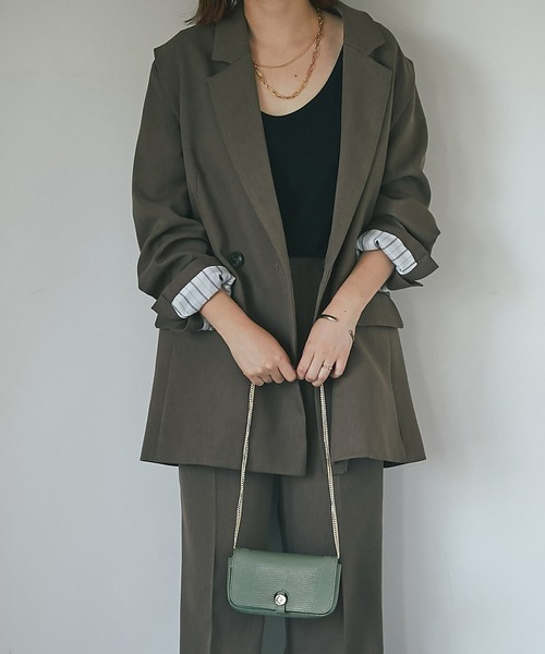 un dix cors（アンディコール）の「着回し万能アイテム　２WAYダブルブレストジャケット（テーラードジャケット・レディース・ブラック/ブラウン/ベージュ・FREE）」の3枚目の写真