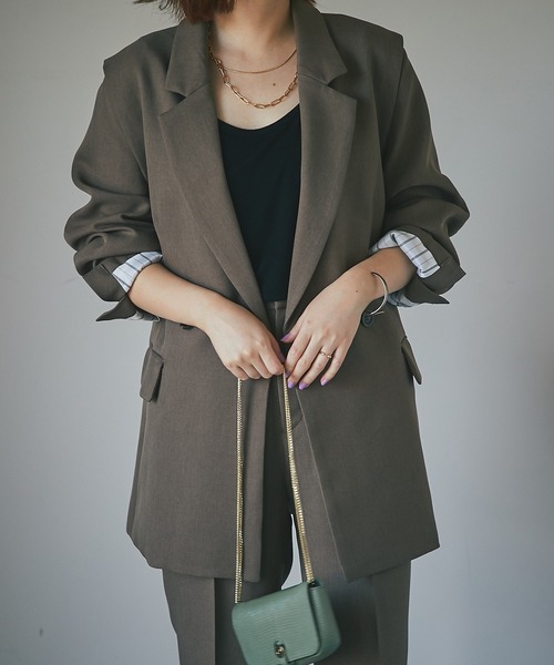 un dix cors（アンディコール）の「着回し万能アイテム　２WAYダブルブレストジャケット（テーラードジャケット・レディース・ブラック/ブラウン/ベージュ・FREE）」の17枚目の写真