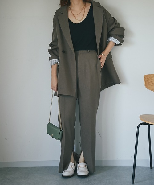 un dix cors（アンディコール）の「着回し万能アイテム　２WAYダブルブレストジャケット（テーラードジャケット・レディース・ブラック/ブラウン/ベージュ・FREE）」の20枚目の写真