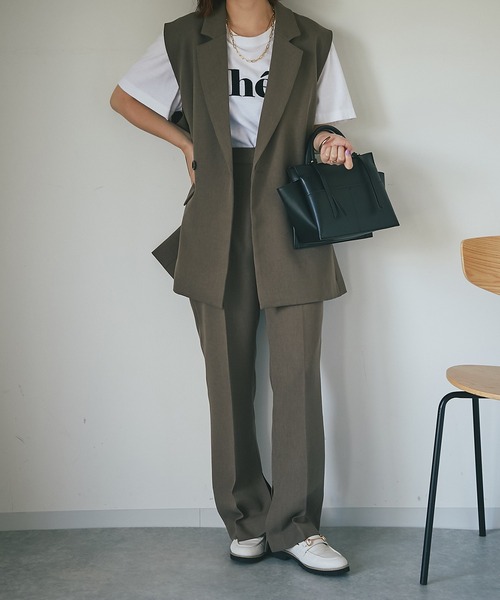 un dix cors（アンディコール）の「着回し万能アイテム　２WAYダブルブレストジャケット（テーラードジャケット・レディース・ブラック/ブラウン/ベージュ・FREE）」の21枚目の写真