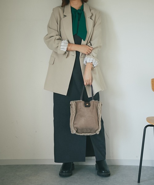 un dix cors（アンディコール）の「着回し万能アイテム　２WAYダブルブレストジャケット（テーラードジャケット・レディース・ブラック/ブラウン/ベージュ・FREE）」の9枚目の写真