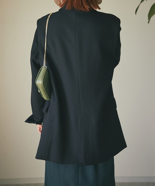 un dix cors（アンディコール）の「着回し万能アイテム　２WAYダブルブレストジャケット（テーラードジャケット・レディース・ブラック/ブラウン/ベージュ・FREE）」の12枚目の写真
