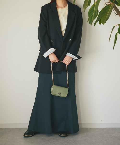 un dix cors（アンディコール）の「着回し万能アイテム　２WAYダブルブレストジャケット（テーラードジャケット・レディース・ブラック/ブラウン/ベージュ・FREE）」の13枚目の写真