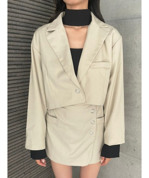 ENVYM(アンビー)の「クロップドシングルJK(テーラードジャケット・レディース・ブラック/ベージュ/チェック・FREE)」の21枚目の写真