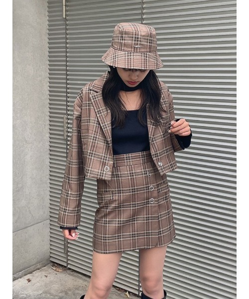 ENVYM(アンビー)の「クロップドシングルJK(テーラードジャケット・レディース・ブラック/ベージュ/チェック・FREE)」の19枚目の写真