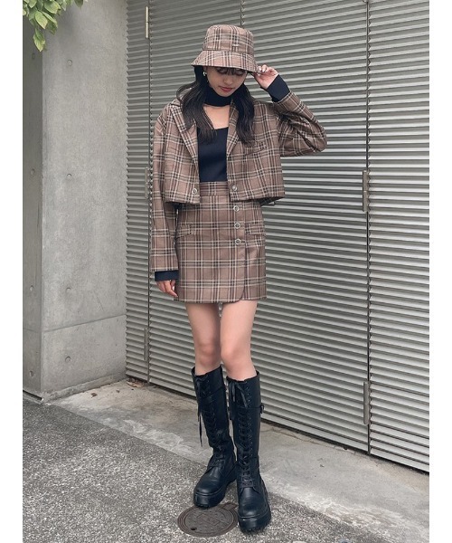 ENVYM(アンビー)の「クロップドシングルJK(テーラードジャケット・レディース・ブラック/ベージュ/チェック・FREE)」の13枚目の写真